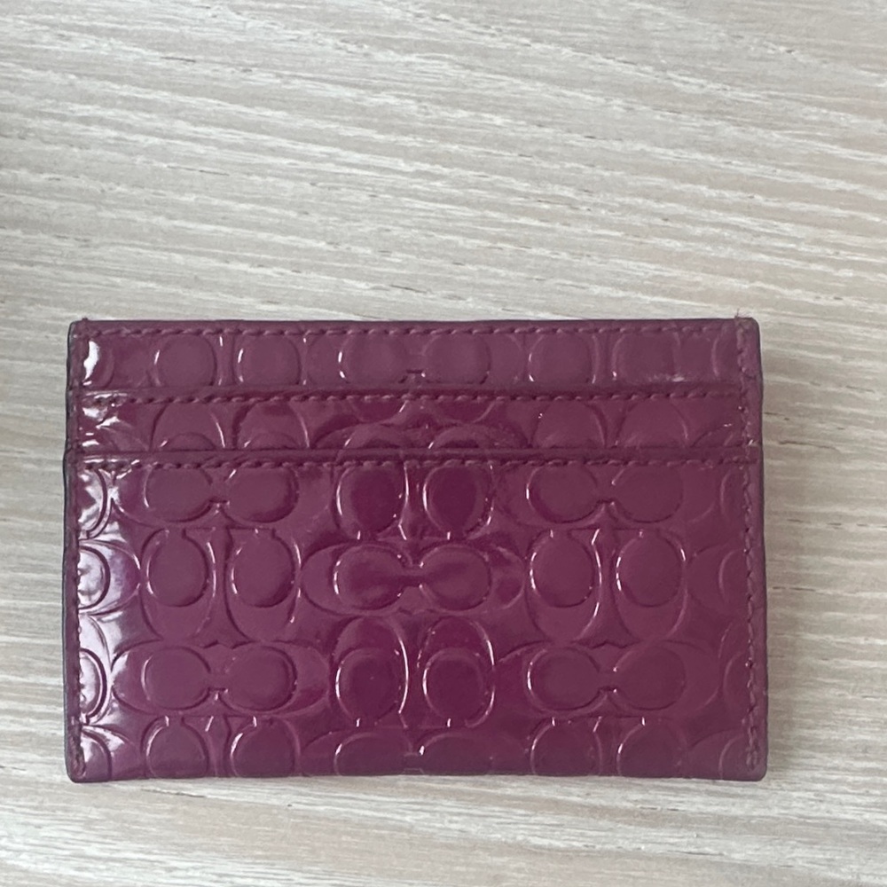Coach Embossed Card Holder - Rich Purple